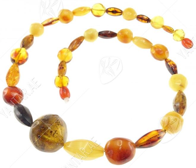 Beads made of multi-colored amber stones